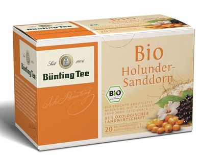 Bünting Tee Holunder Sanddorn 20 x 2g Teebeutel, Bio