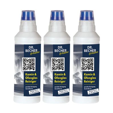 Dr. Becher @home Kamin & Ofenglas Reiniger 3x 500 ml entfernt Ruß und Beläge