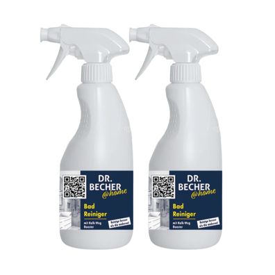 Dr. Becher @home Bad Reiniger 2x 500 ml Badreiniger gegen Kalk Seifenreste Dusche