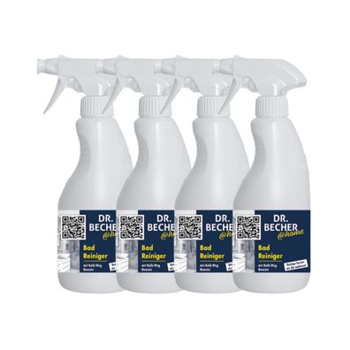 Dr. Becher @home Bad Reiniger 4x 500 ml Badreiniger gegen Kalk Seifenreste Dusche
