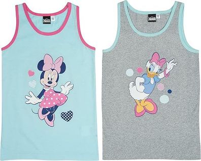 Disney Unterhemd für Mädchen - Minnie & Daisy Kinder Tank Top Hemdchen Blau/Grau