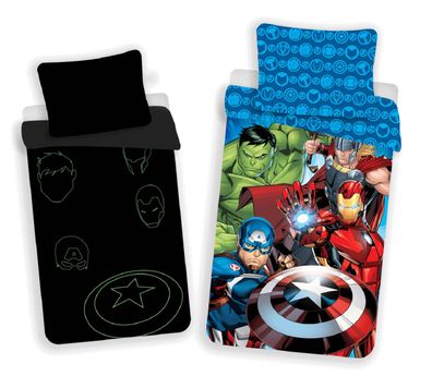 Marvel Avengers Bettbezug 140x200 cm & Kissenbezug 70x90 cm – Bettwäsche-Set mit