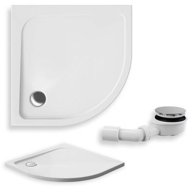 Duschwanne Viertelkreis Acryl PAKO 90x90x4 Weiß | Ablaufgarnitur im SET !