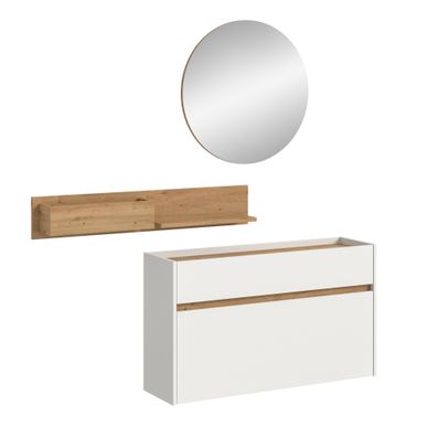 Garderobenkombination in weiß Nachbildung und Artisan Oak Nachbildung