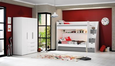 Almila Jugendzimmer Set Neo Hochbett 5-teilig Grau
