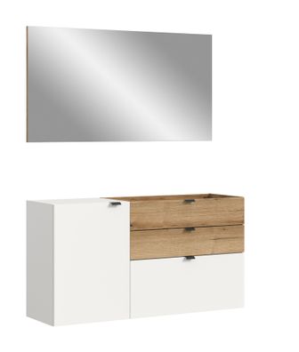 Garderobenkombination in weiß Nachbildung und Evoke Oak Nachbildung