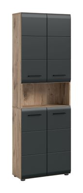 Hochschrank breit in schwarz matt und Nox Oak Nachbildung