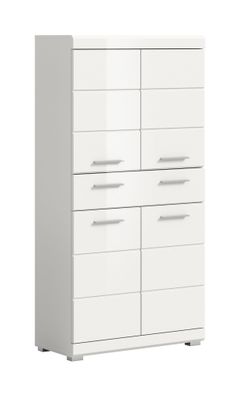 Badmidischrank in weiß Nachbildung und weiß Hochglanz tiefzieh