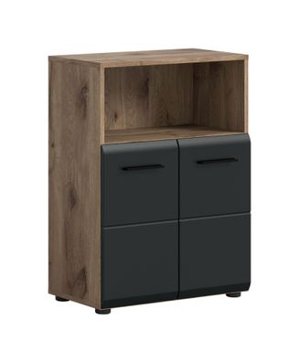 Standschrank breit in schwarz matt und Nox Oak Nachbildung