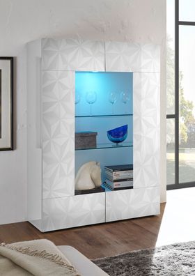 Vitrinenschrank Hochglanz Prisma 2-türig