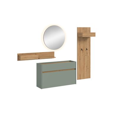 Garderobenkombination in Salbei Nachbildung und Artisan Oak Nachbildung