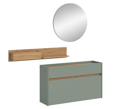 Garderobenkombination in Salbei Nachbildung und Artisan Oak Nachbildung