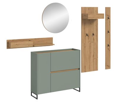 Garderobenkombination in Salbei Nachbildung und Artisan Oak Nachbildung