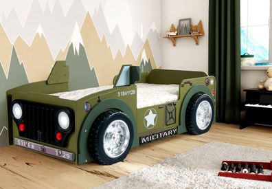 Kinder Autobett Jeepi Militär inkl. Matratze 90x190