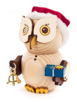Ganzjahresfigur Mini-Eule Weihnachtsmann H: 7,5cm NEU Holzfigur Holzminiatur
