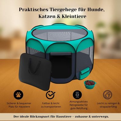 Haustierzelt, achteckiger Käfigzaun, Katzenkäfig, faltbar, 114 x 114 x 58