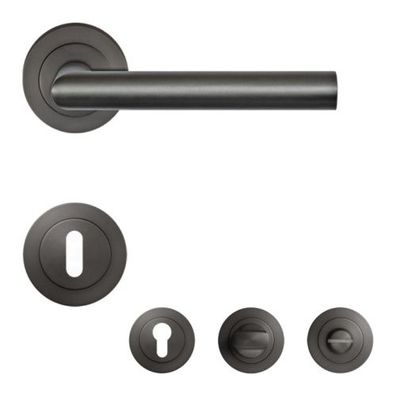 Karcher Türdrücker Rosettengarnitur ER28 Rhodos Titan Grau Türgriff Klinke