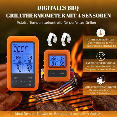 Kabelloses, wasserdichtes Lebensmittelthermometer, ferngesteuertes elektronische