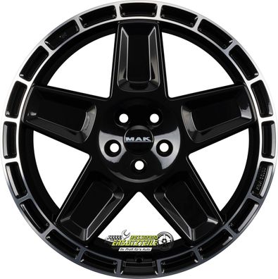 4x Mak Trek gloss black mirror ring 9x20 ET55 - LK6/139.7 ML95.1 Felge Alu