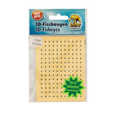 3D Fisch Augen Leuchtaugen glow black 3 mm