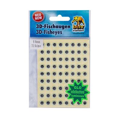 3D Fisch Augen Leuchtaugen glow black 8 mm
