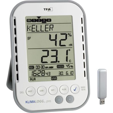 Wetterstation TFA-Dostmann Hygrologg Pro mit Temperatur- und Feuchtigkeitséberwachung