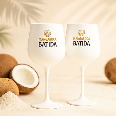 Mangaroca Batida 2er Set - Weiße mattierte Balloon Cocktailgläser mit Logo - 2 Stück
