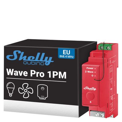 Relais Shelly Wave Pro 1PM, max. 16 A, DIN-Schiene