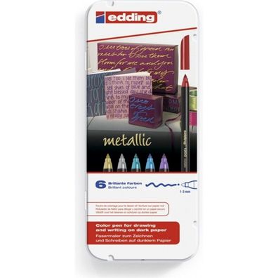Edding Fasermaler 1200 6er Etui Metallic Farben sortiert