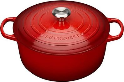 Gusseisen-Bräter Rund Le Creuset Kirschrot 28 cm