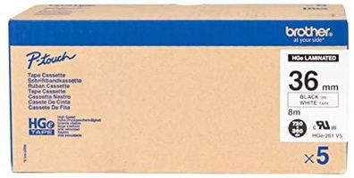 Beschriftungsband Brother HGE-261V5 schwarz auf weiß