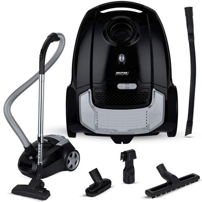 Staubsauger Mpm MOD-54 mit 850W Leistung, schwarz und silber