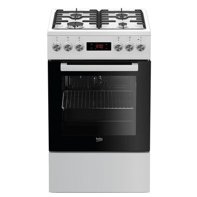 Gasherd Beko mit 4 Brennern und 55L Umluftbackofen, Weiß