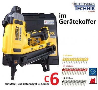 DeWalt Akku Betonnagler DCN890N-XJ 13-57mm Basic für Stahl u. Betonnägel C6 Koffer