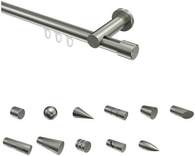 Interdeco Innenlauf Gardinenstangen Edelstahl-Optik 20 mm Ø Platon