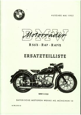 Ersatzteilliste BMW R 51 / 3 - R 67 - R 67 / 2, Motorrad, Oldtimer