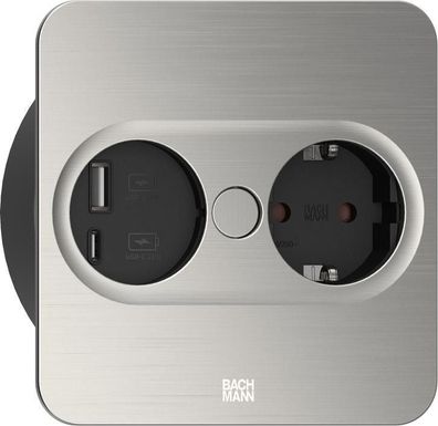 Integrierte Steckdose Bachmann Edelstahl mit 2 USB-Ports
