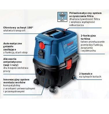 Wassersauger Bosch GAS 15 PS mit 15 Liter Fassungsvermögen