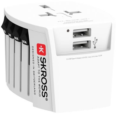 Reiseadapter Nedis SKROSS MUV 2 USB Weiß