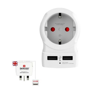 Reiseadapter SKROSS Europa zu UK USB Typ G (M) zu USB