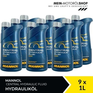 Mannol Central Hydraulic Fluid Hydrauliköl Servolenkungsöl 9x1 Liter