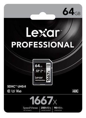 Speicherkarte Lexar SDXC 64 GB Klasse 10 UHS-II