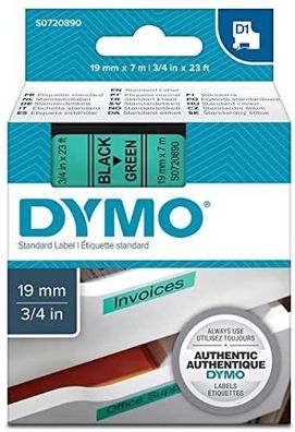 Etikettierband Dymo D1 19 mm schwarz/grén