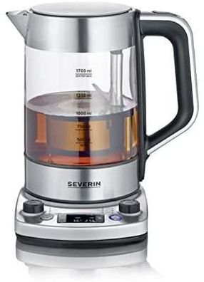 Elektrischer Wasserkocher Severin WK 3422, 1,7 Liter, Edelstahl und Glas