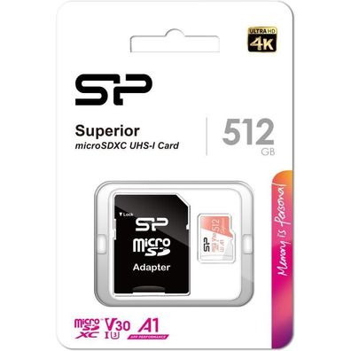 MicroSD-Karte Silicon Power Superior 512 Go, V30 UHS-I U3