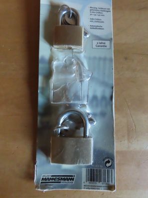 Vorhängeschloß Sicherheitsschloß 30mm + 40mm je mit 3 Schlüssel Mannesmann
