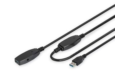 USB-Verlängerungskabel Digitus USB 3.0 aktiv 15 m Schwarz