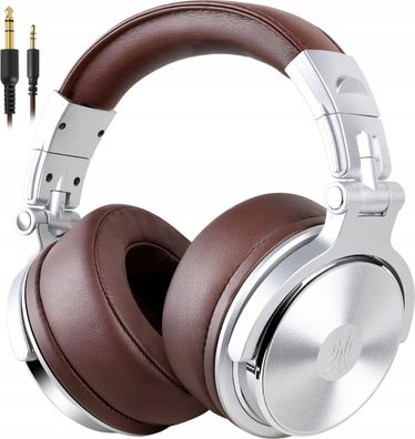 Kopfhörer OneOdio Pro40 mit Kabel, Silber und Braun