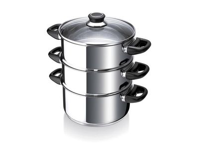Dampfgarer Beka aus Edelstahl, 3 Ebenen
