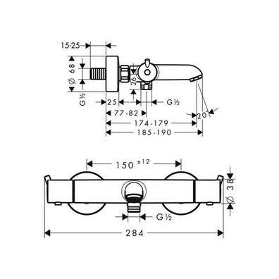 Thermostat-Badarmatur hansgrohe mit Umsteller Chrom